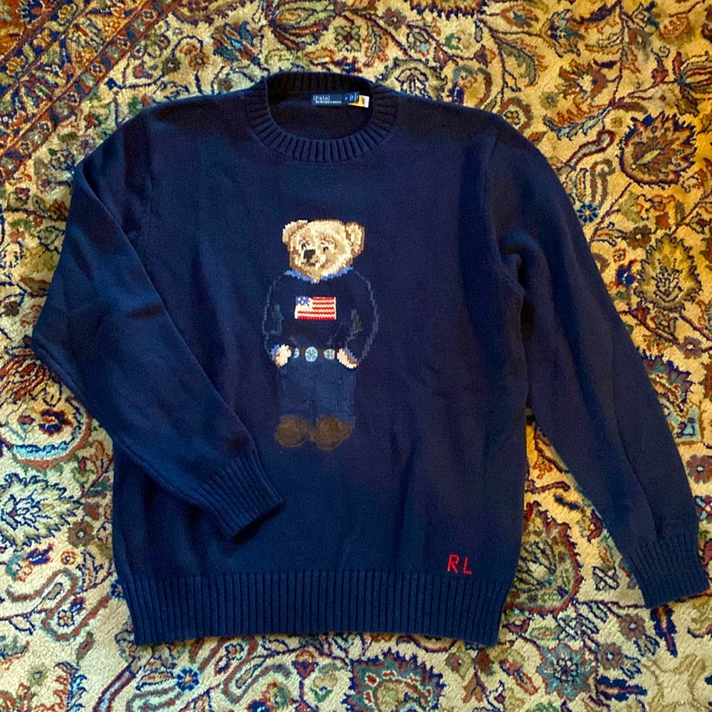 Ralph Lauren Teddy Bear Sweater navy blue